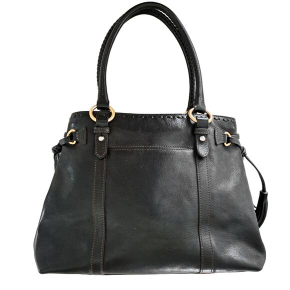 Dooney & Bourke Florentine Whipstitch Front  Pocket Satchel Bag Black  RARE - Picture 2 of 13